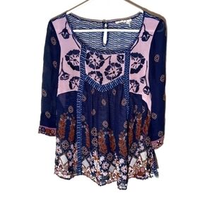 Floreat Sheer Embroidered Floral Blouse